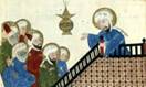15th century illustration in a copy of a manuscript by Al-Bīrūnī, depicting Muhammad preaching the Qur'ān in Mecca.