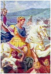Constantine on horse at Battle of Milvian (or Mulvian) Bridge - 13549 Bytes